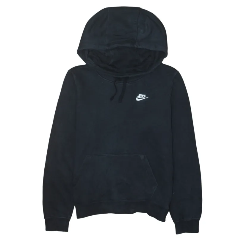 Nike Black Hoodie Men's Small Embroidered Swoosh Logo Front Pocket Pullover Sweatshirt sold by Vintage Club