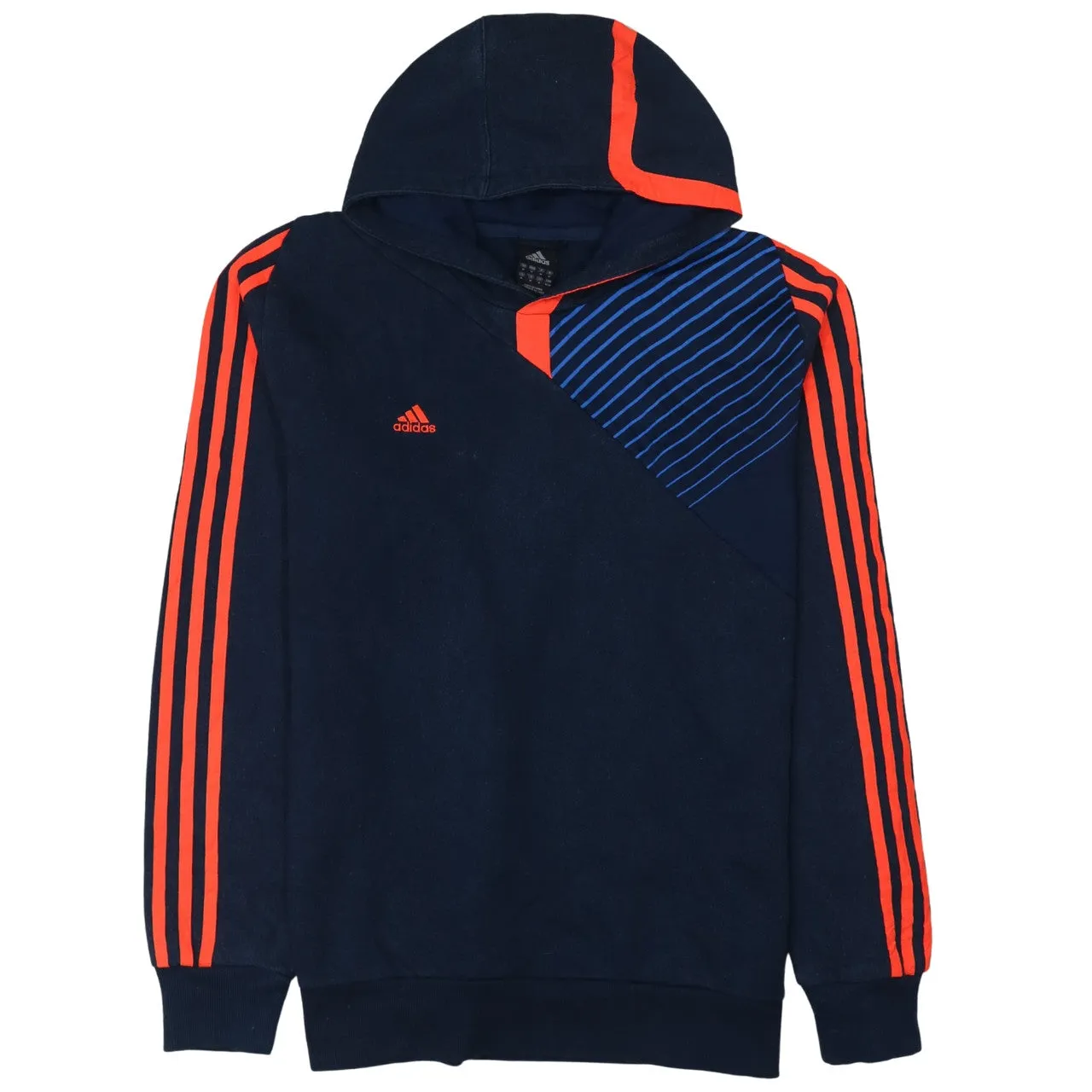 Adidas Navy Blue Hoodie Women’s Medium Three Stripe Sleeves Embroidered Logo Pullover sold by Vintage Club