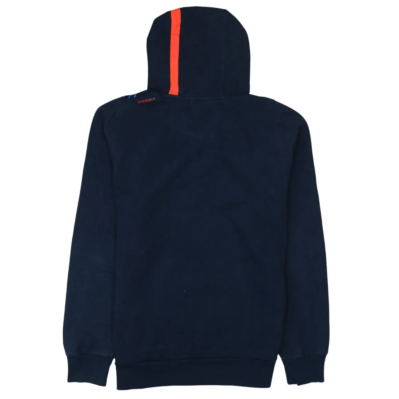 Adidas Navy Blue Hoodie Women’s Medium Three Stripe Sleeves Embroidered Logo Pullover sold by Vintage Club product image thumbnail 2