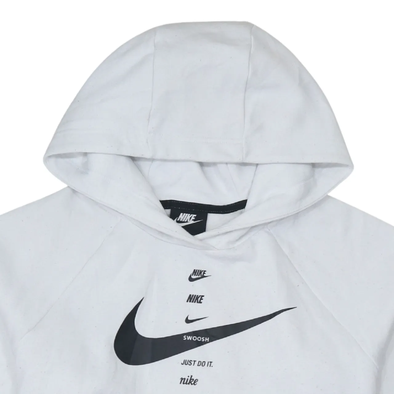 Nike White Hoodie Men’s Small Printed Multi Swoosh Logo Pullover Sweatshirt sold by Vintage Club product image thumbnail 3