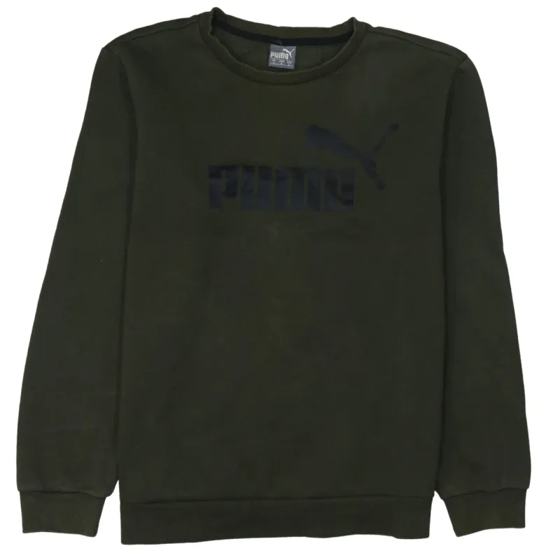 Puma Dark Green Sweatshirt Men's Large Printed Chest Logo Crewneck Pullover Top sold by Vintage Club