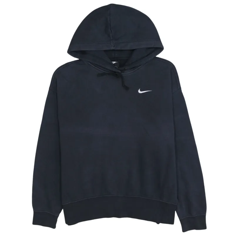 Nike Black Hoodie Men’s Medium Embroidered Swoosh Drawstring Hood Pullover Sweatshirt sold by Vintage Club
