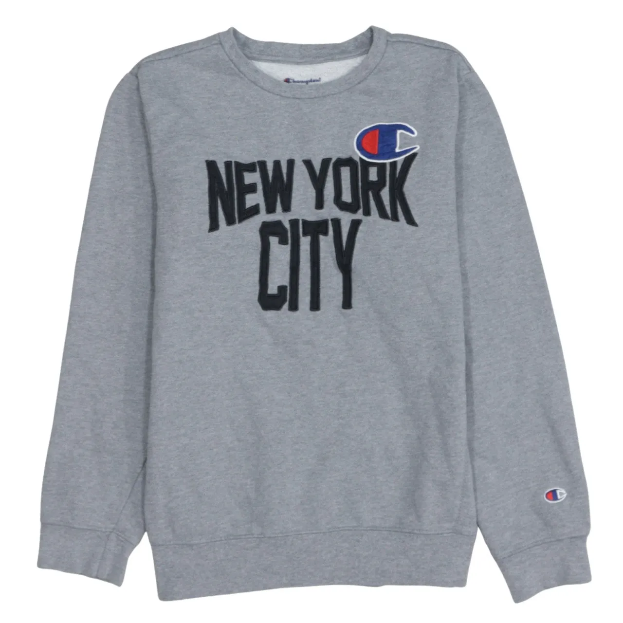 Champion Grey Sweatshirt Women’s XLarge New York City Embroidered Logo Crewneck Pullover sold by Vintage Club
