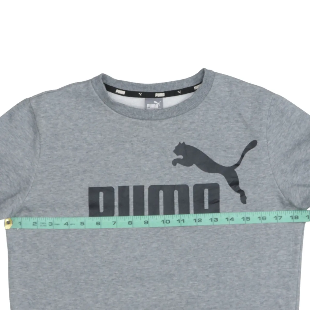 Puma Grey Sweatshirt Women's XLarge Printed Logo Crewneck Ribbed Cuffs Pullover Top sold by Vintage Club product image thumbnail 5