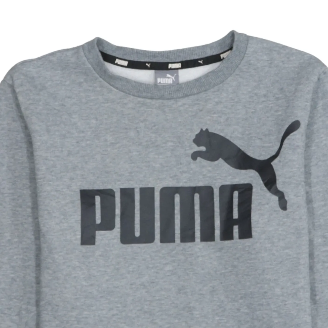 Puma Grey Sweatshirt Women's XLarge Printed Logo Crewneck Ribbed Cuffs Pullover Top sold by Vintage Club product image thumbnail 3