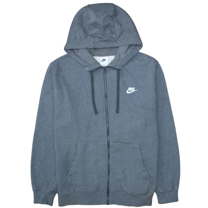 Nike Dark Grey Full Zip Hoodie Men's Large Embroidered Swoosh Split Pocket Sweatshirt sold by Vintage Club