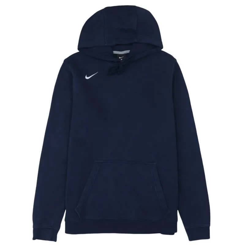 Nike Navy Blue Hoodie Women’s Medium Embroidered Swoosh Drawstring Pullover Sweatshirt sold by Vintage Club