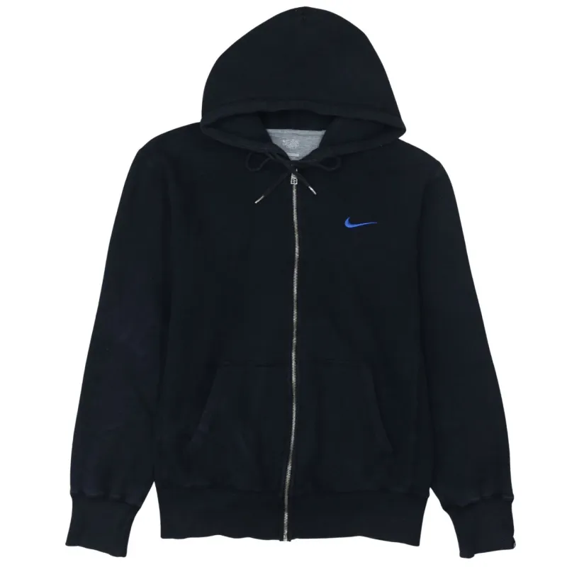 Nike Black Full Zip Hoodie Women’s Large Embroidered Swoosh Drawstring Pocket Sweatshirt sold by Vintage Club