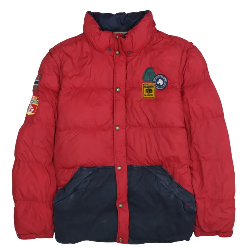 Napapijri Red Puffer Jacket Women’s XXLarge Logo Badges Contrast Pocket Outerwear sold by Vintage Club