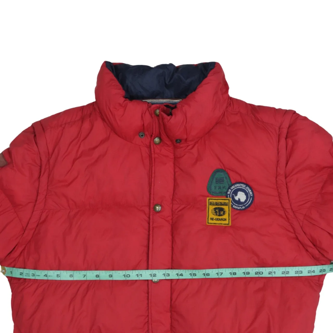 Napapijri Red Puffer Jacket Women’s XXLarge Logo Badges Contrast Pocket Outerwear sold by Vintage Club product image thumbnail 5