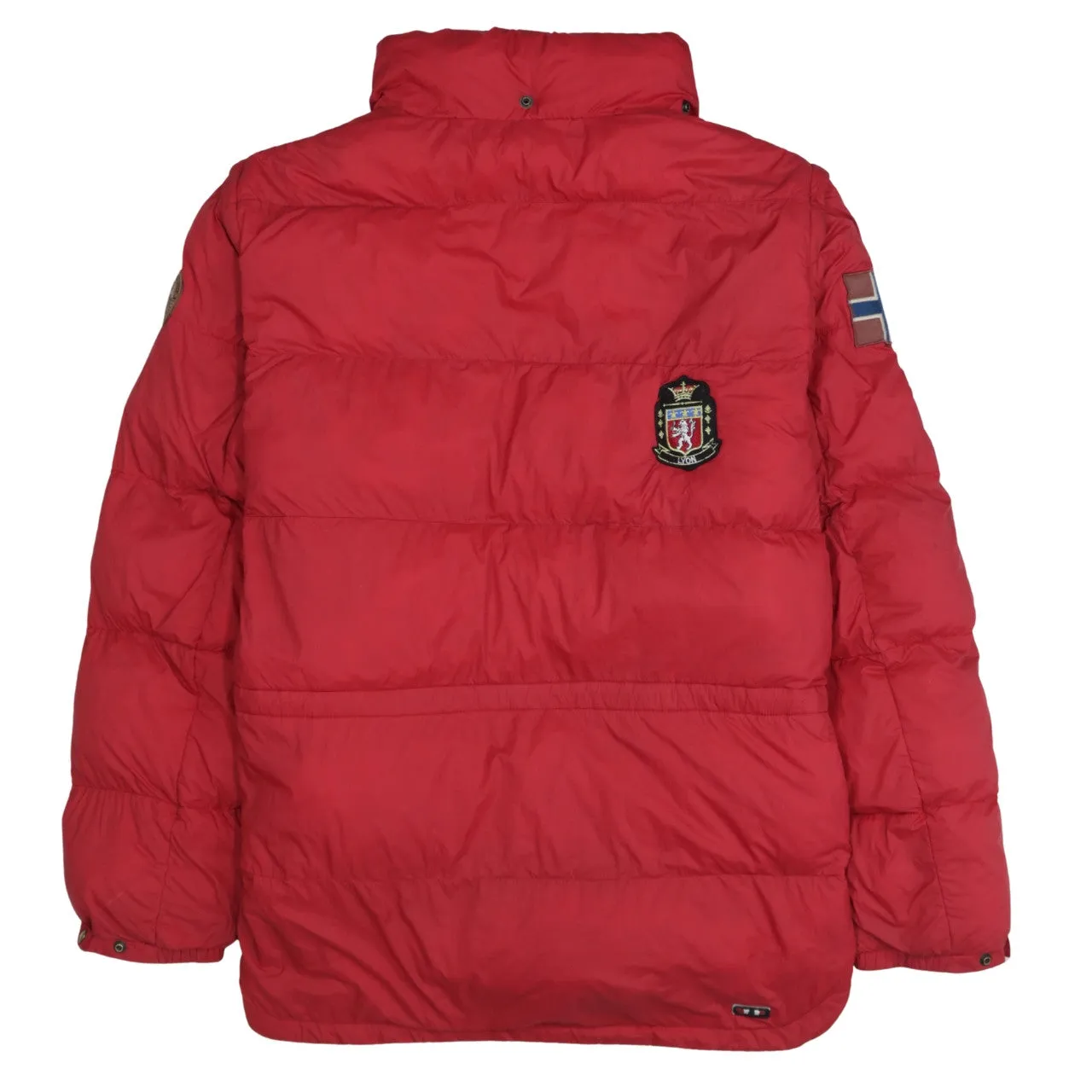 Napapijri Red Puffer Jacket Women’s XXLarge Logo Badges Contrast Pocket Outerwear sold by Vintage Club product image thumbnail 2