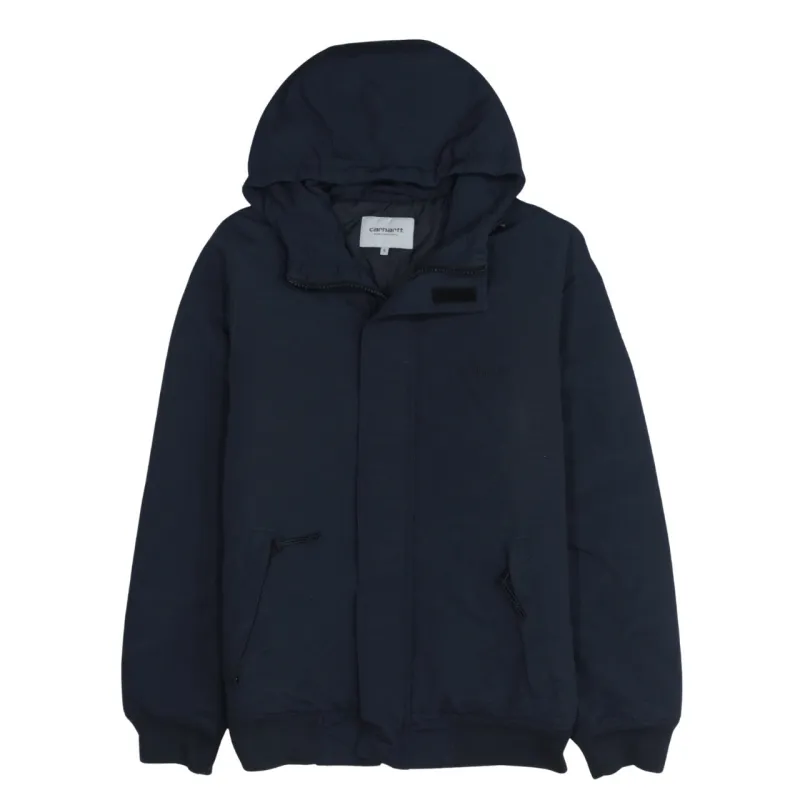 Carhartt Navy Blue Hooded Jacket Men's Small Zip Pockets Embroidered Logo Outerwear sold by Vintage Club