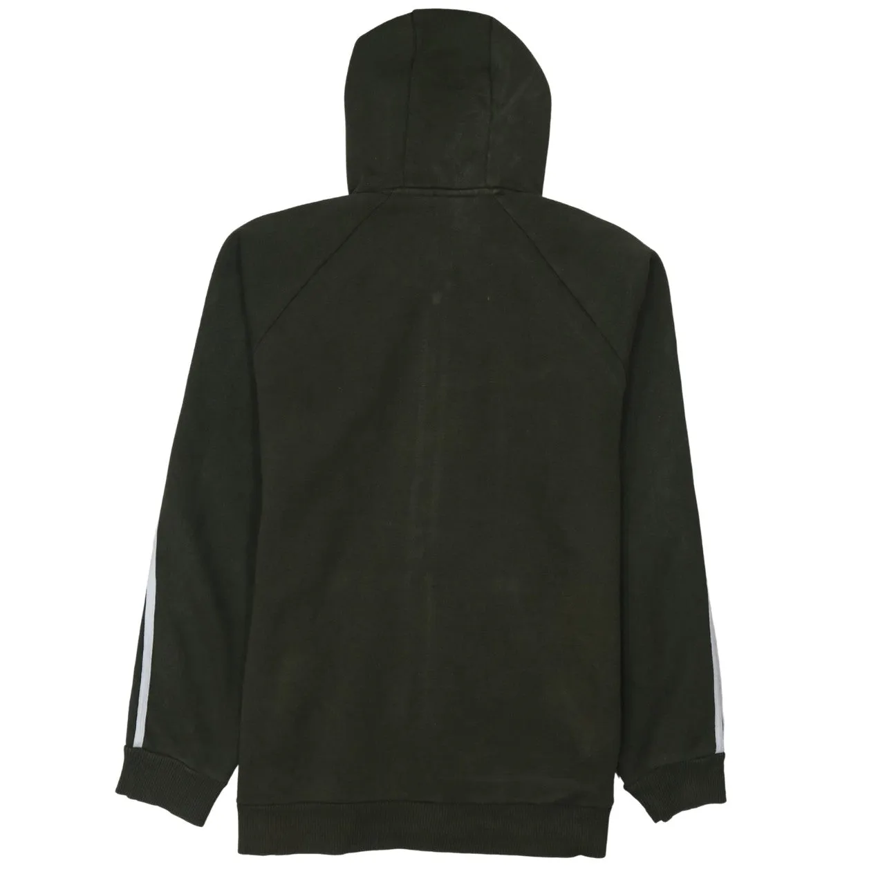 Adidas Dark Green Hoodie Women’s Medium Trefoil Printed Logo Three Stripe Zip Sweatshirt sold by Vintage Club product image thumbnail 2