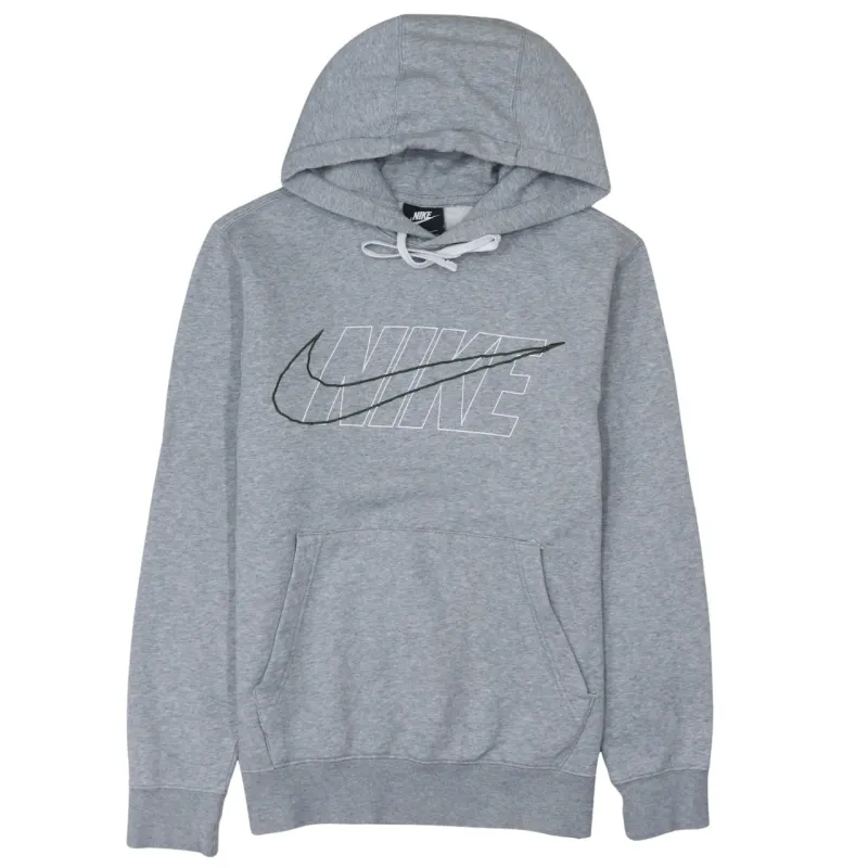 Nike Grey Hoodie Men’s Small Embroidered Outline Logo Drawstring Pullover Sweatshirt sold by Vintage Club