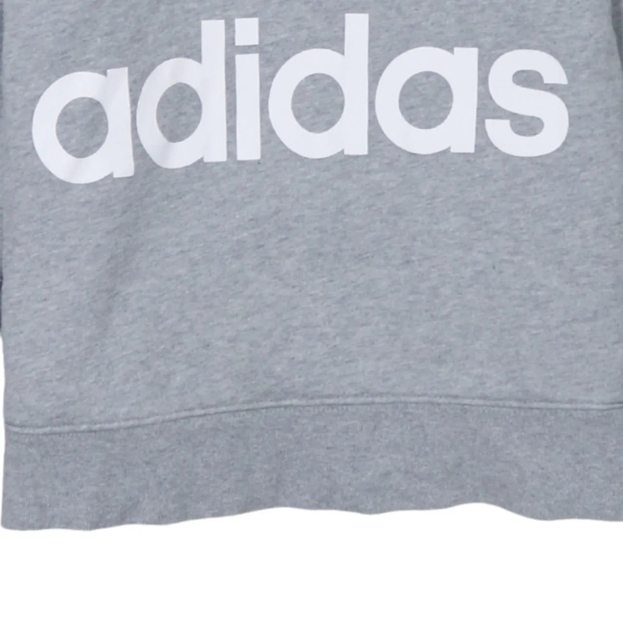 Adidas Grey Hoodie Women’s Small Trefoil Printed Logo Drawstring Hood Pullover Sweatshirt sold by Vintage Club product image thumbnail 4