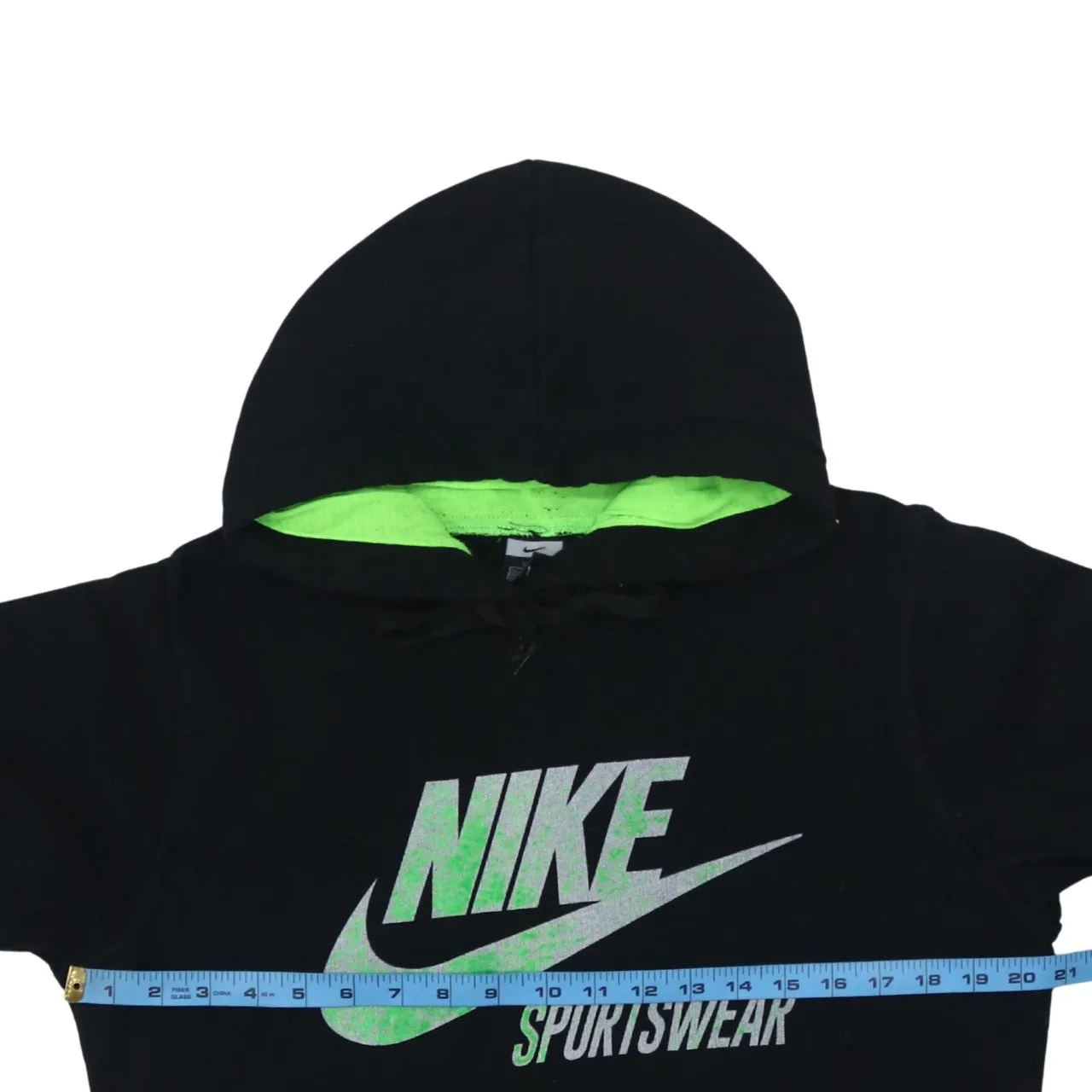 Nike Black Hoodie Women’s XXLarge Printed Sportswear Logo Green Lined Pullover Sweatshirt sold by Vintage Club product image thumbnail 5