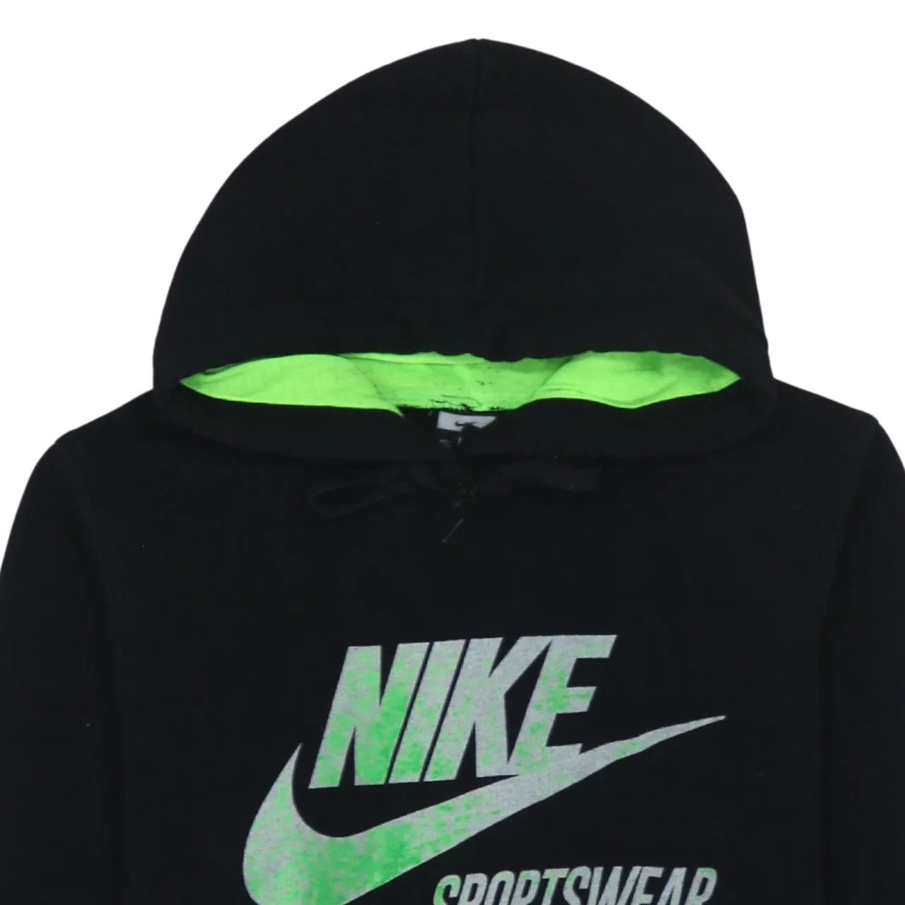 Nike Black Hoodie Women’s XXLarge Printed Sportswear Logo Green Lined Pullover Sweatshirt sold by Vintage Club product image thumbnail 3