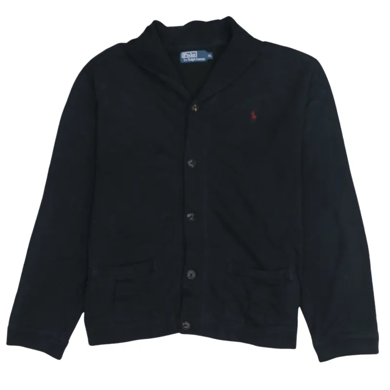 Polo Ralph Lauren Black Cardigan Women’s XLarge Embroidered Pony Logo Button Front Knit Jacket sold by Vintage Club