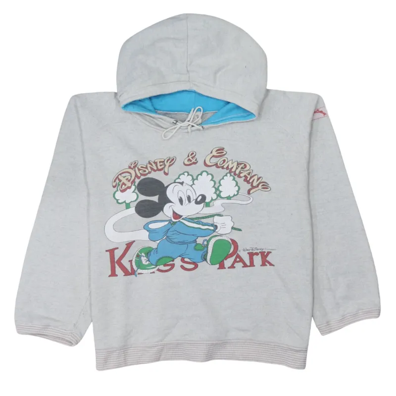 Disney Light Grey Hoodie Men's Medium Mickey Mouse Printed Logo Pullover Sweatshirt sold by Vintage Club