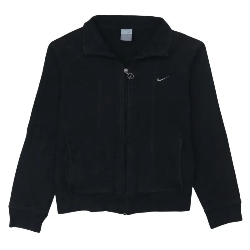 Nike Black Fleece Zip Sweatshirt Women’s Medium Embroidered Swoosh Track Jacket Top sold by Vintage Club