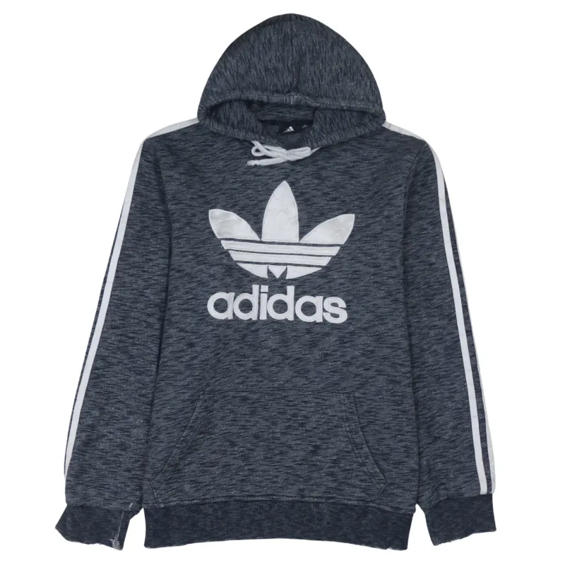 Adidas Dark Heather Grey Hoodie Women's XXLarge Trefoil Printed Logo Three Stripe Sleeves Sweatshirt made by Adidas