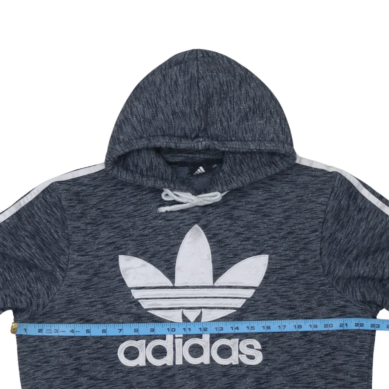 Adidas Dark Heather Grey Hoodie Women's XXLarge Trefoil Printed Logo Three Stripe Sleeves Sweatshirt sold by Vintage Club product image thumbnail 5