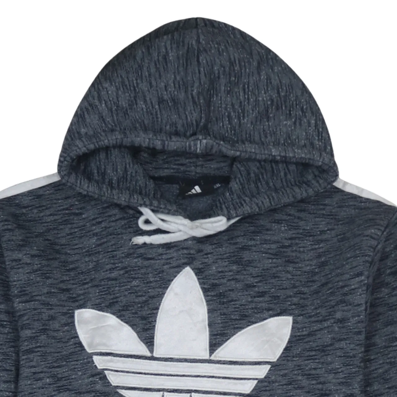 Adidas Dark Heather Grey Hoodie Women's XXLarge Trefoil Printed Logo Three Stripe Sleeves Sweatshirt sold by Vintage Club product image thumbnail 3