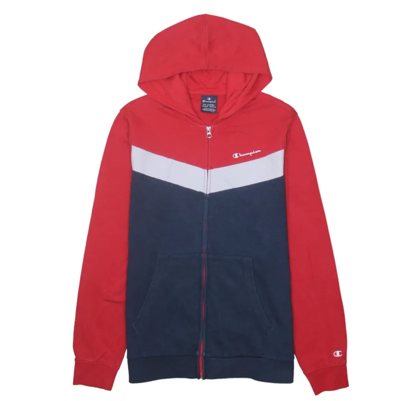 Champion Red Navy Full Zip Hoodie Women’s XXLarge Embroidered Logo Split Pockets Sweatshirt made by Champion