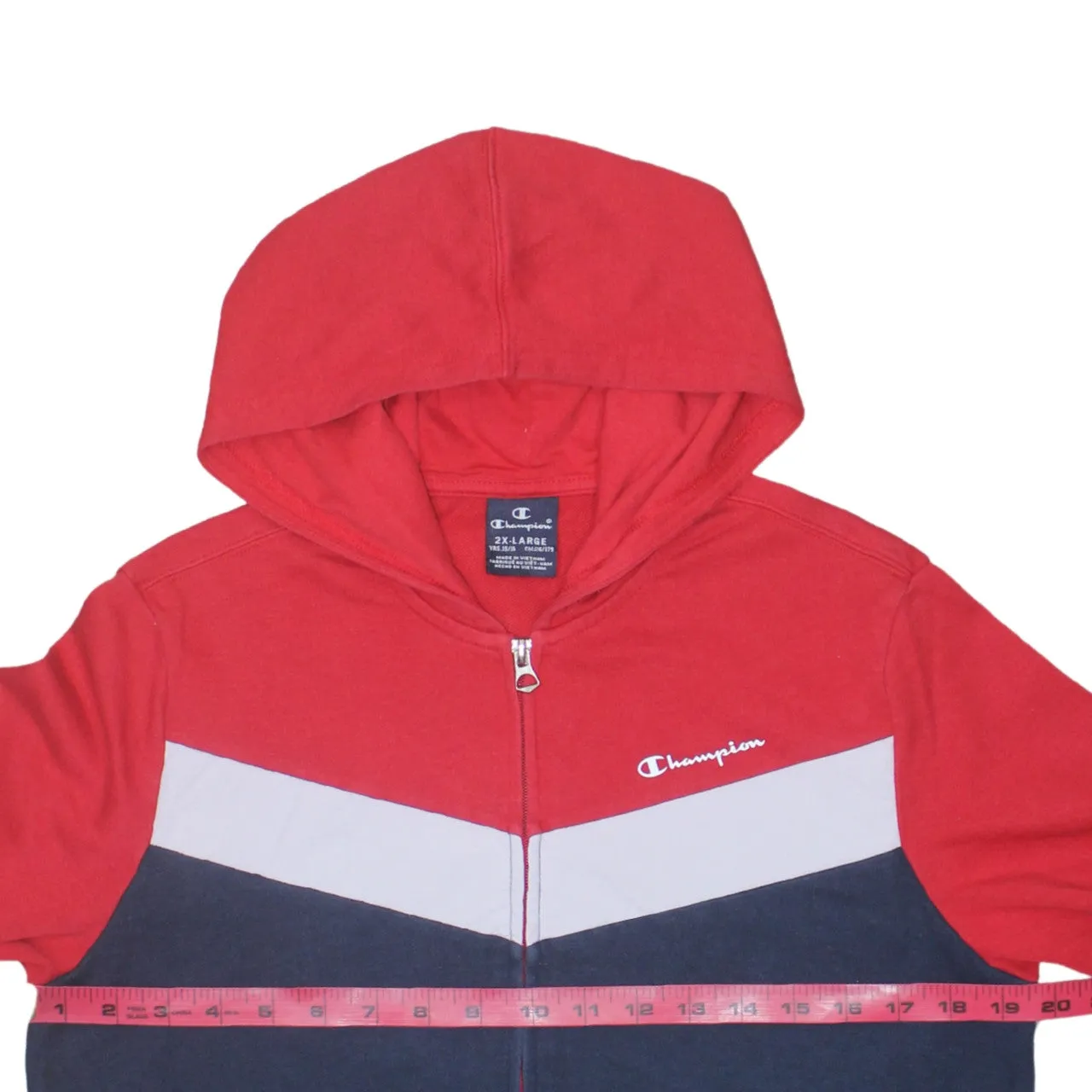 Champion Red Navy Full Zip Hoodie Women’s XXLarge Embroidered Logo Split Pockets Sweatshirt sold by Vintage Club product image thumbnail 5