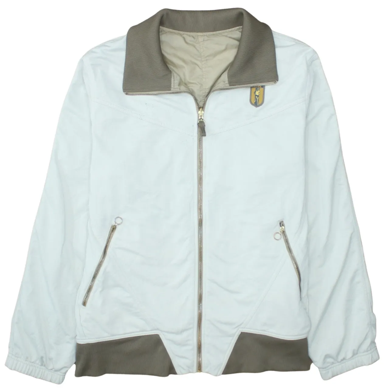 Nike Light Grey Windbreaker Jacket Men's Medium Zip Pockets Contrast Collar Casual Outerwear sold by Vintage Club