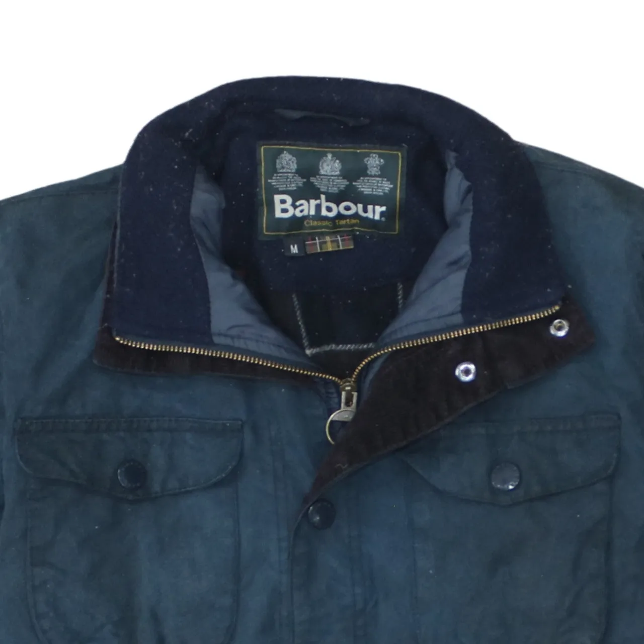 Barbour Navy Blue Jacket Women’s Medium Waxed Cord Collar Multiple Pockets Elbow Patches Outerwear sold by Vintage Club product image thumbnail 3