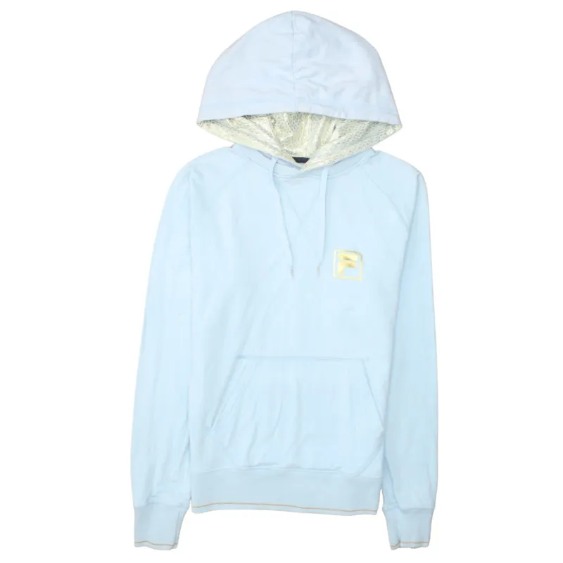 Fila Light Blue Hoodie Men’s XSmall Chest Logo Front Pocket Pullover Sweatshirt sold by Vintage Club