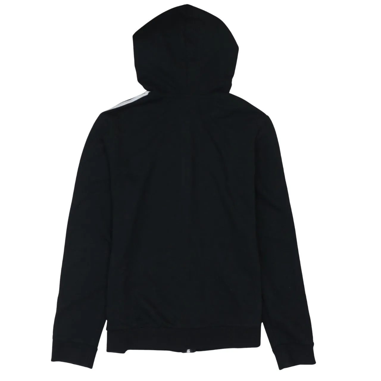Adidas Black Hoodie Women’s Medium Full Zip Three Stripe Sleeves Printed Logo Sweatshirt sold by Vintage Club product image thumbnail 2