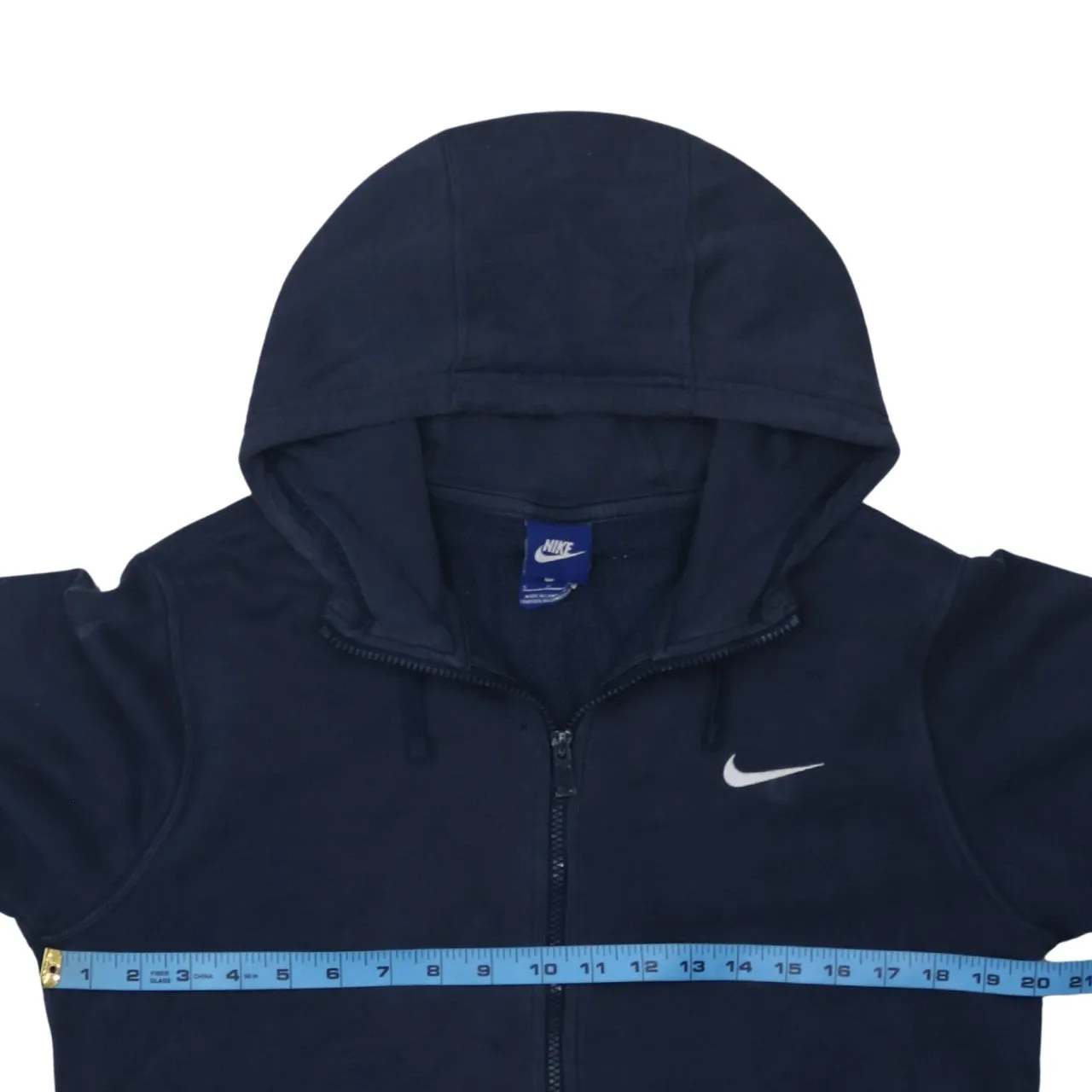 Nike Navy Blue Full Zip Hoodie Men's Small Embroidered Swoosh Split Pocket Sweatshirt sold by Vintage Club product image thumbnail 5