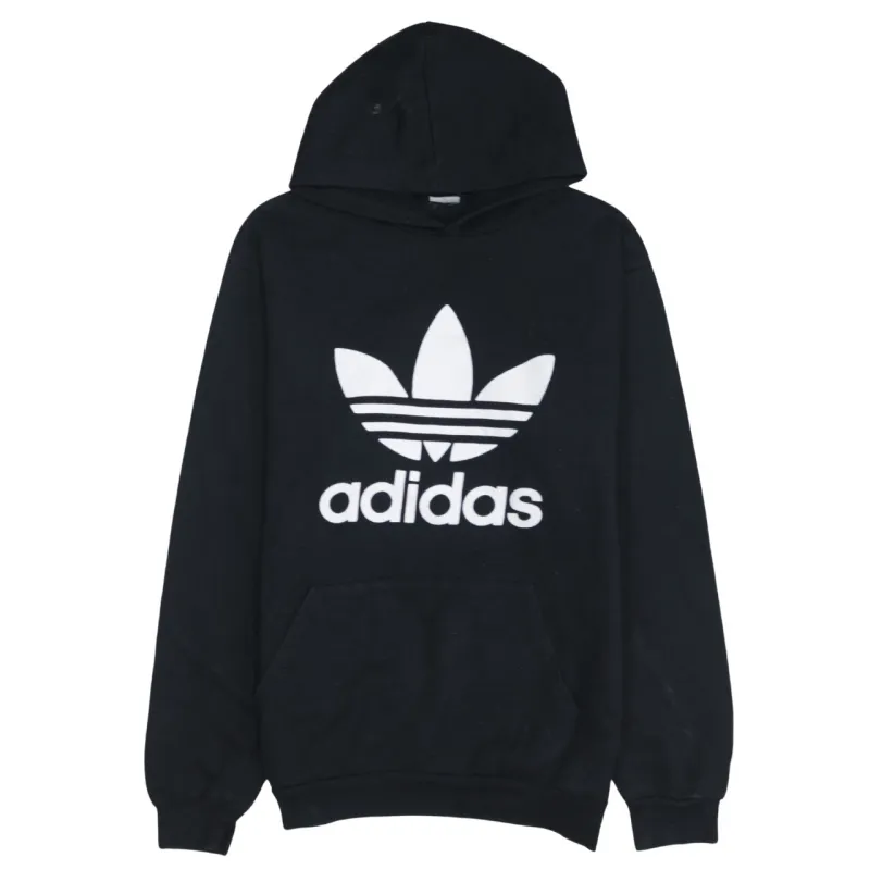 Adidas Black Hoodie Men's XSmall Trefoil Printed Logo Front Pocket Pullover Sweatshirt sold by Vintage Club