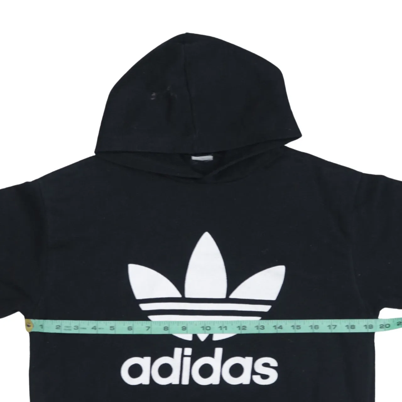 Adidas Black Hoodie Men's XSmall Trefoil Printed Logo Front Pocket Pullover Sweatshirt sold by Vintage Club product image thumbnail 5