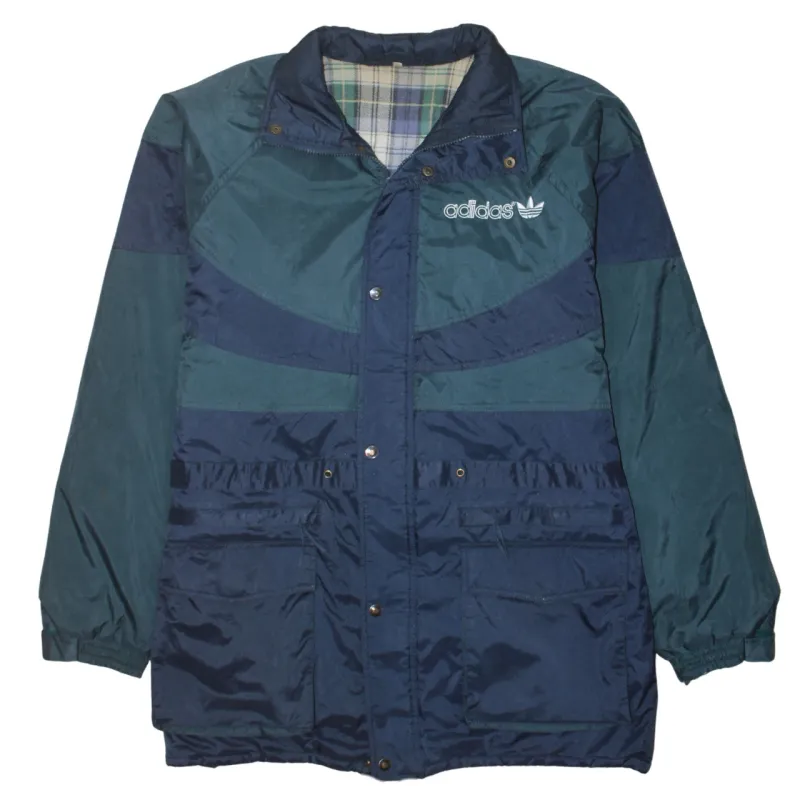 Adidas Green Navy Windbreaker Jacket Men's XLarge Embroidered Logos Pockets Nylon Outerwear made by Adidas