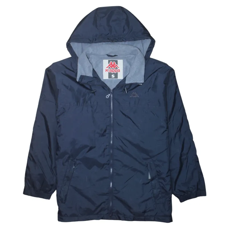 Kappa Navy Blue Hooded Jacket Men's Small Full Zip Fleece Lined Embroidered Logo Windbreaker sold by Vintage Club