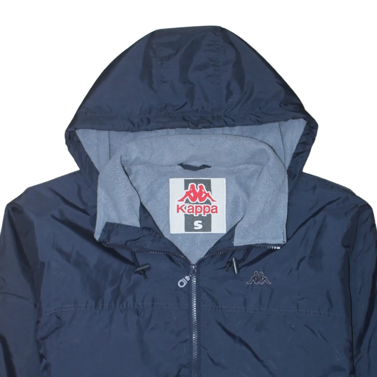 Kappa Navy Blue Hooded Jacket Men's Small Full Zip Fleece Lined Embroidered Logo Windbreaker sold by Vintage Club product image thumbnail 3