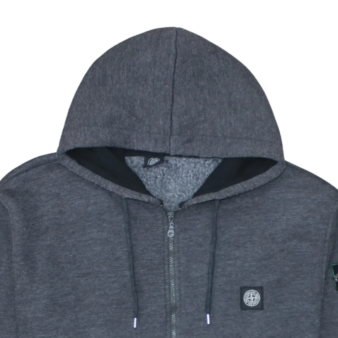 Stone Island Charcoal Grey Hoodie Women’s 4XL Zip Front Badge Logo Fleece Sweatshirt sold by Vintage Club product image thumbnail 3