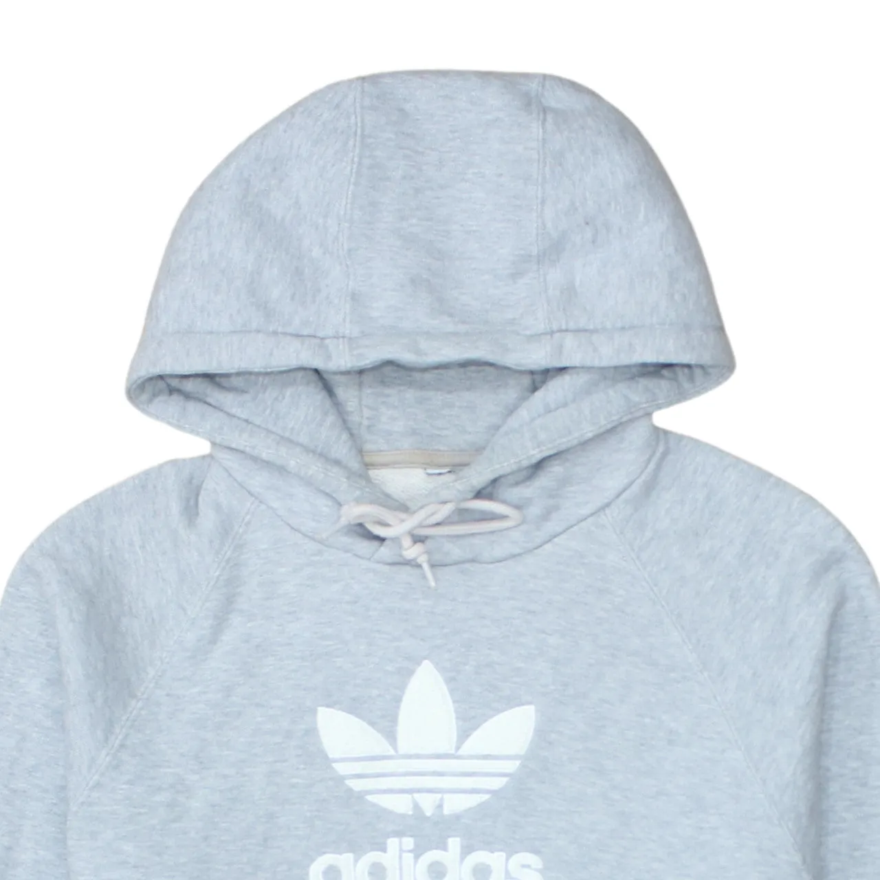 Adidas Light Grey Hoodie Men's Small Trefoil Printed Logo Front Pocket Pullover Sweatshirt sold by Vintage Club product image thumbnail 3