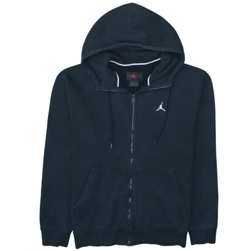 Jordan Black Full Zip Hoodie Women’s Large Embroidered Jumpman Logo Front Pockets Sweatshirt sold by Vintage Club