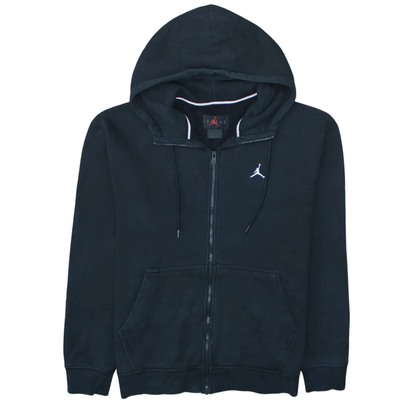 Jordan Black Full Zip Hoodie Women’s Large Embroidered Jumpman Logo Front Pockets Sweatshirt sold by Vintage Club