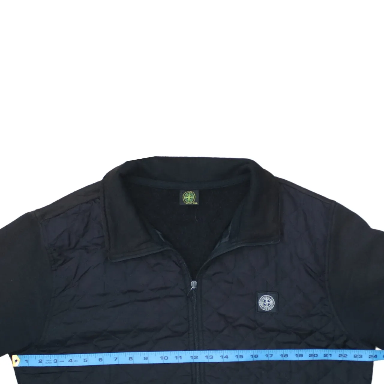 Stone Island Black Quilted Zip Jacket Women’s 2XL Badge Logo Pockets Sweatshirt Top sold by Vintage Club product image thumbnail 5