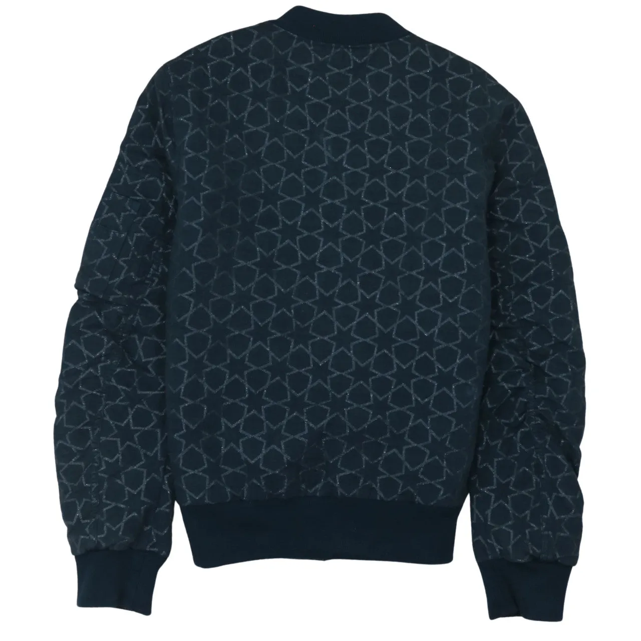 Adidas Dark Navy Bomber Jacket Women's Small All Over Star Pattern Zip Pockets Outerwear sold by Vintage Club product image thumbnail 2