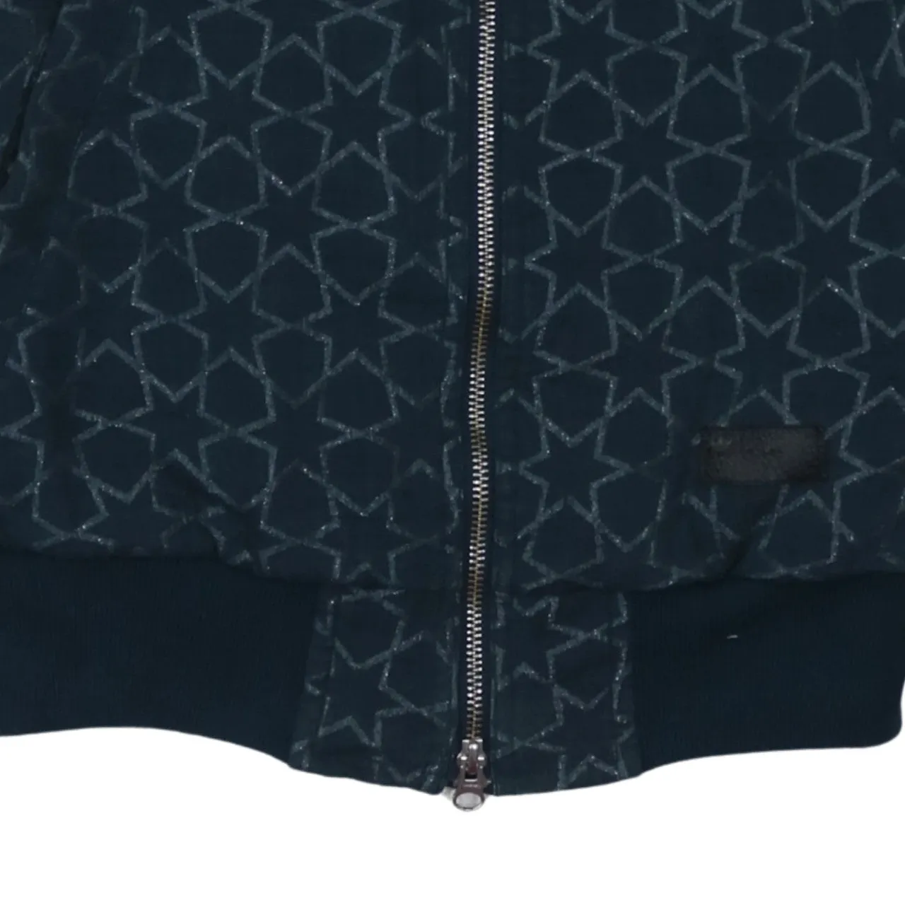 Adidas Dark Navy Bomber Jacket Women's Small All Over Star Pattern Zip Pockets Outerwear sold by Vintage Club product image thumbnail 4