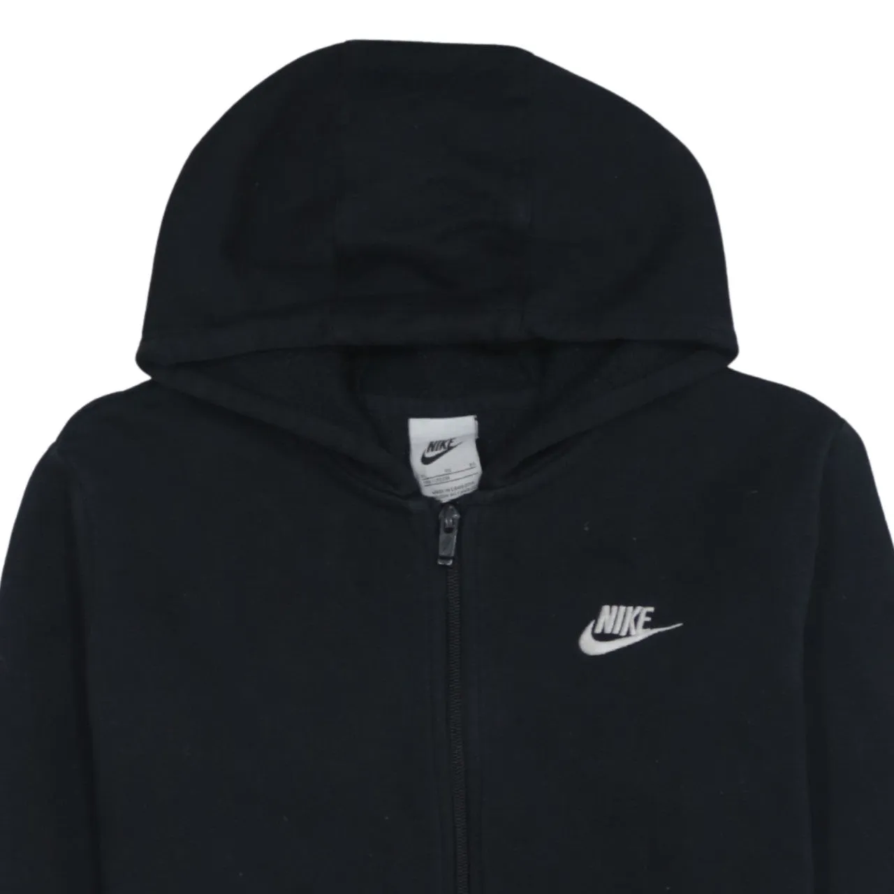 Nike Black Zip Hoodie Women’s XLarge Embroidered Swoosh Split Pocket Fleece Sweatshirt sold by Vintage Club product image thumbnail 3