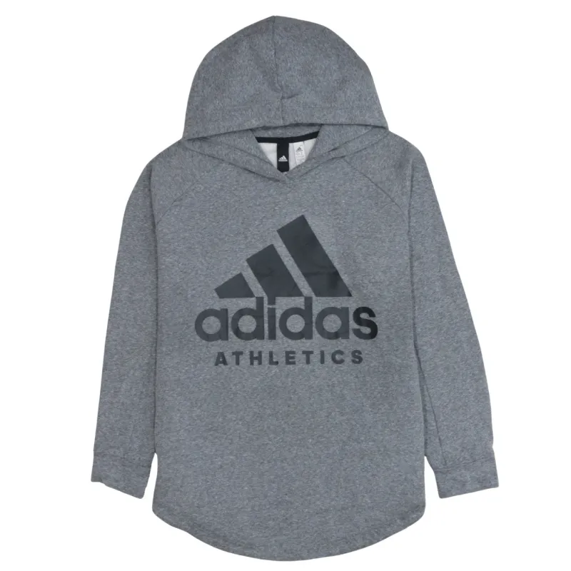 Adidas Grey Hoodie Women’s XLarge Printed Logo Longline Raglan Casual Sweatshirt Top made by Adidas