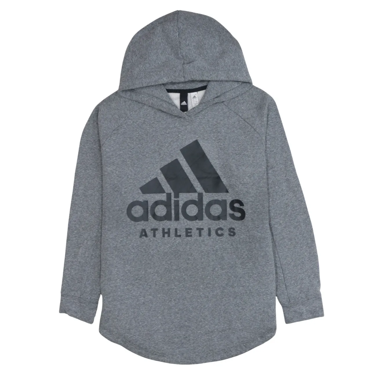 Adidas Grey Hoodie Women’s XLarge Printed Logo Longline Raglan Casual Sweatshirt Top sold by Vintage Club