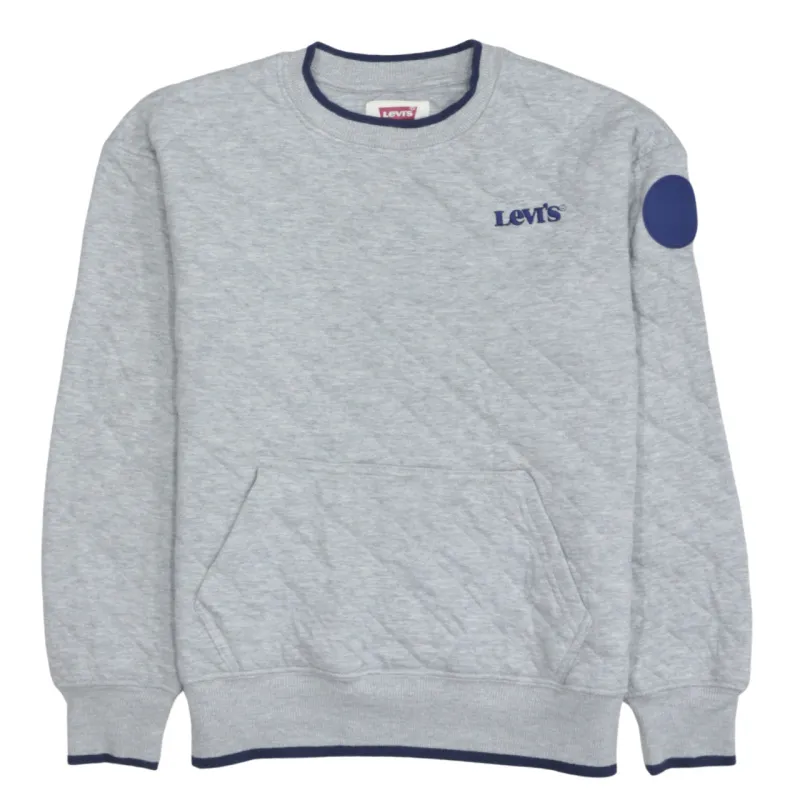 Levi's Light Grey Sweatshirt Men's Small Embroidered Chest Logo Front Pocket Crewneck Pullover made by Levi's